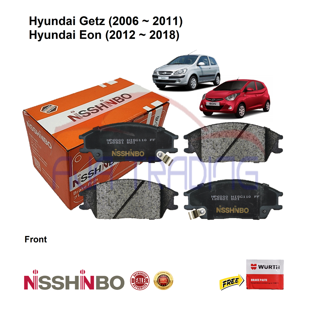 Genuine Nisshinbo Front Brake Pads with SHIMS for Hyundai Getz (2006