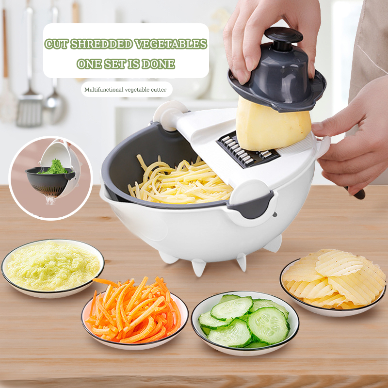 9 In 1 Multifunction Manual Rotary Kitchen Cutting Machine Accessories