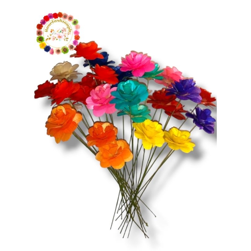 Artificial Wood Flower Large Rose with Stem ( ₱120 set of 10 pieces ...