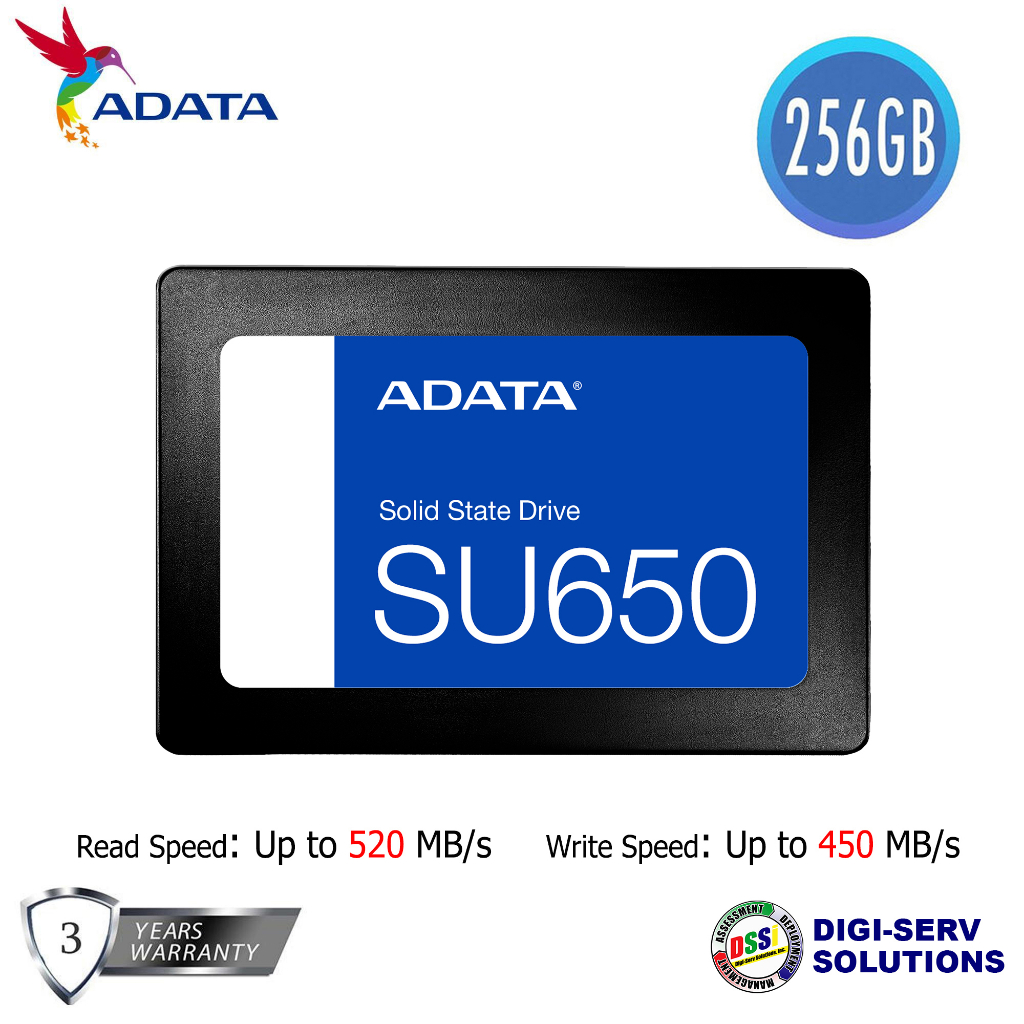 Adata Ultimate Su650 256gb Internal Ssd Asu650ss 256gt R With Up To 520mbs Seq Read Shopee 6755