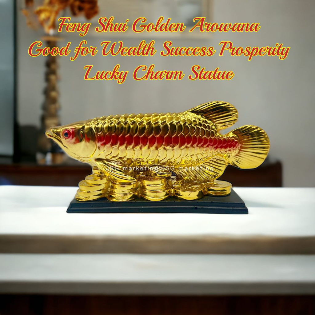 Feng Shui Wealth Arowana Lucky Fish Statue Figurine, Office Living Room ...