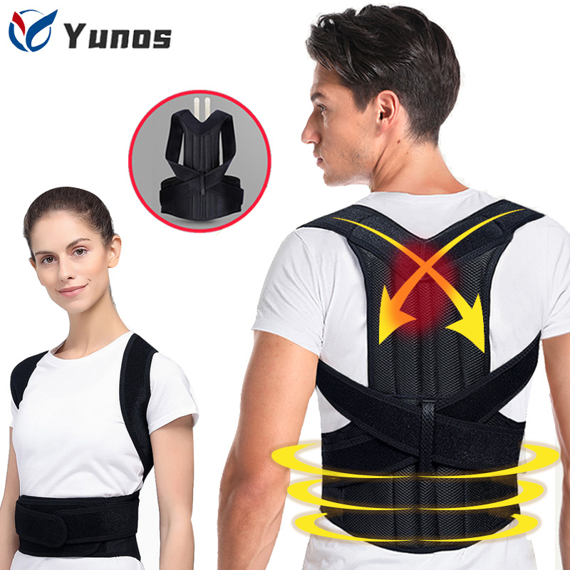 Yunos Adjustable Posture Corrector Back Support for Men, Spine Steel ...