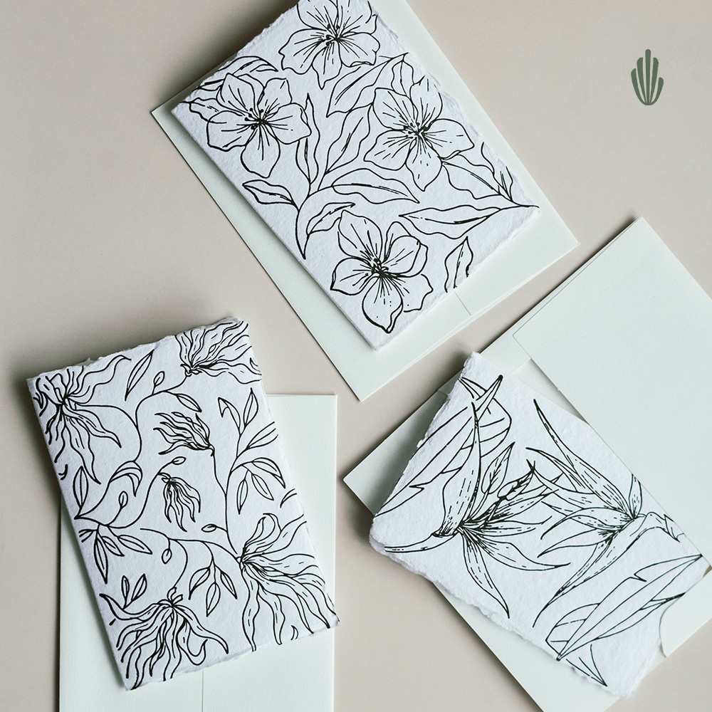 Letterpress Floral Greeting Card printed on handmade cotton paper ...