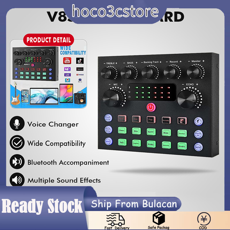 V8 Sound Card Audio Interface BLUETOOTH USB Live Broadcast Mic Sound