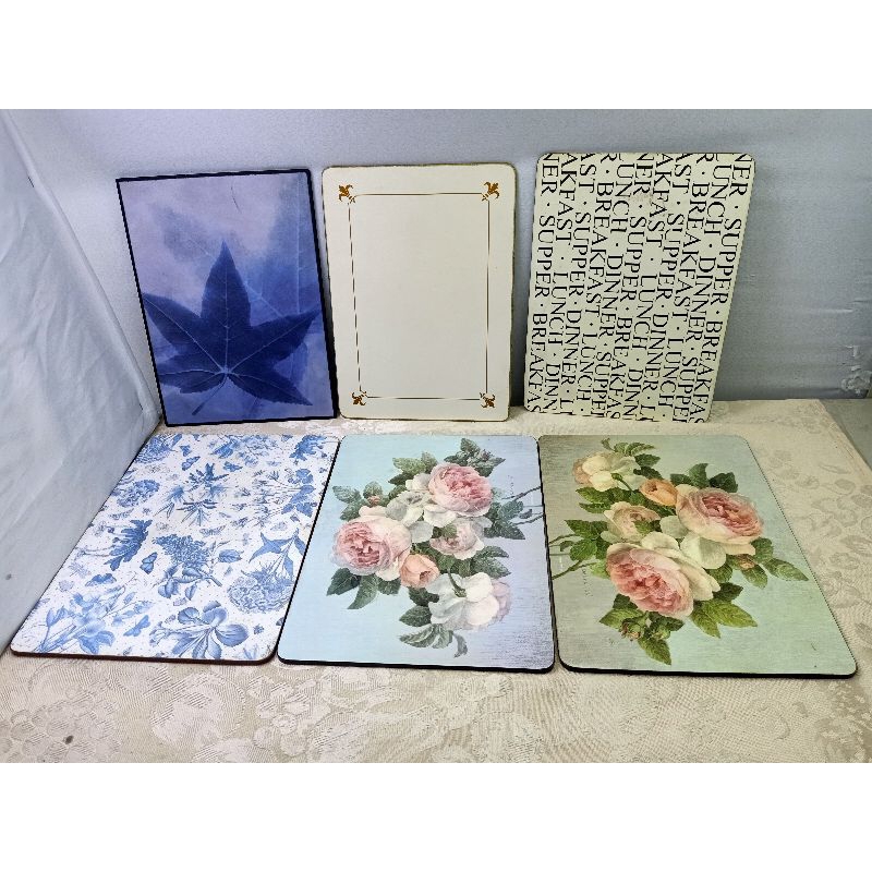 Assorted cork back placemats 8.5"x11" to 9"x12" imported from the UK