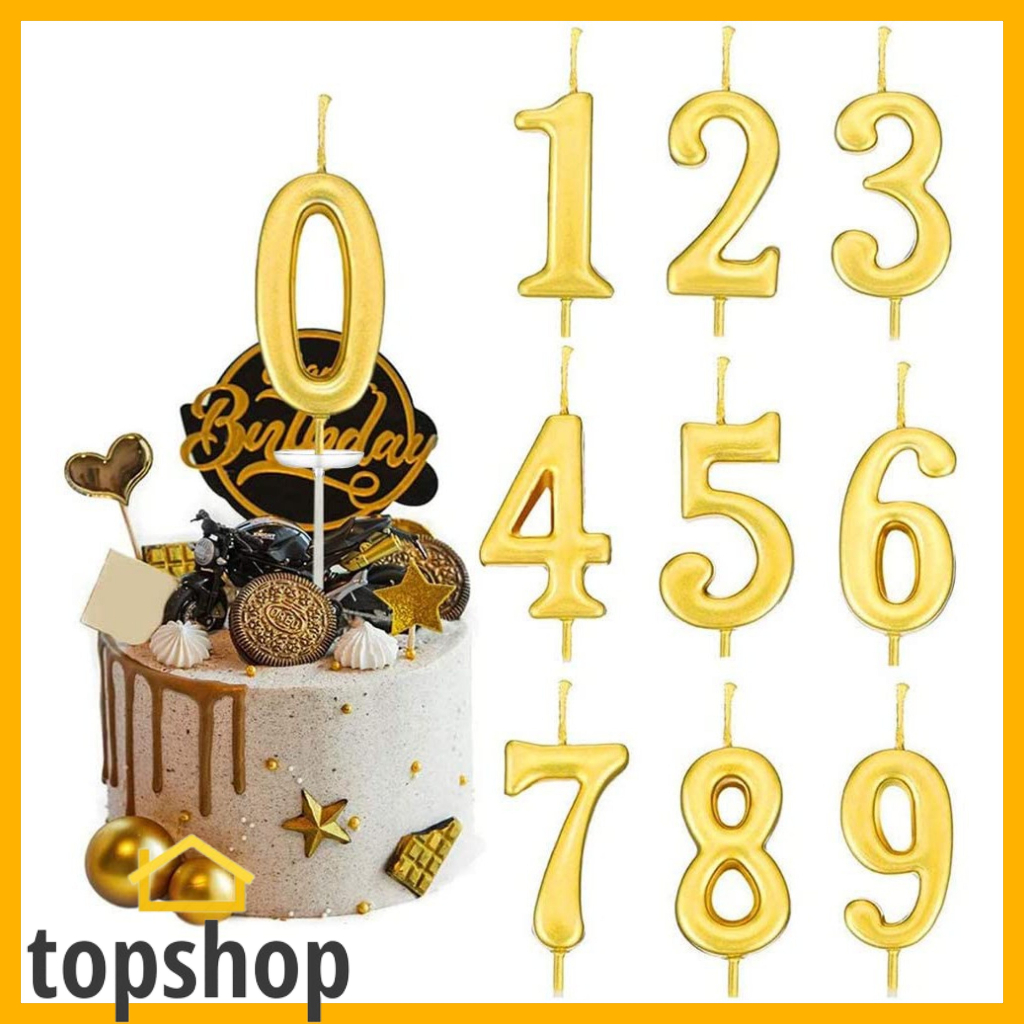 TOPSHOP Gold Candle Number Birthday Cake Topper Party Decoration 0 1 2 ...