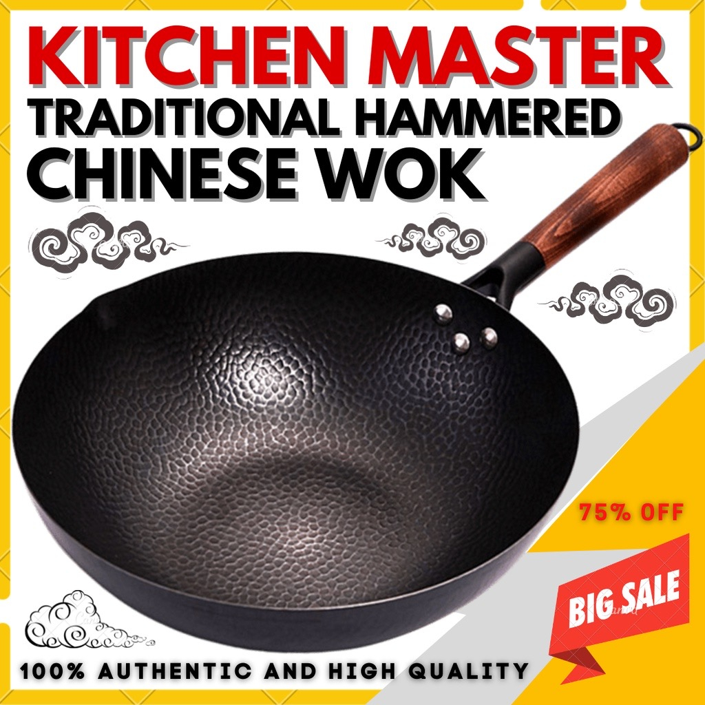 Authentic Chinese Non stick Wok Pan (Heavy Duty) Carbon Steel Pan ...