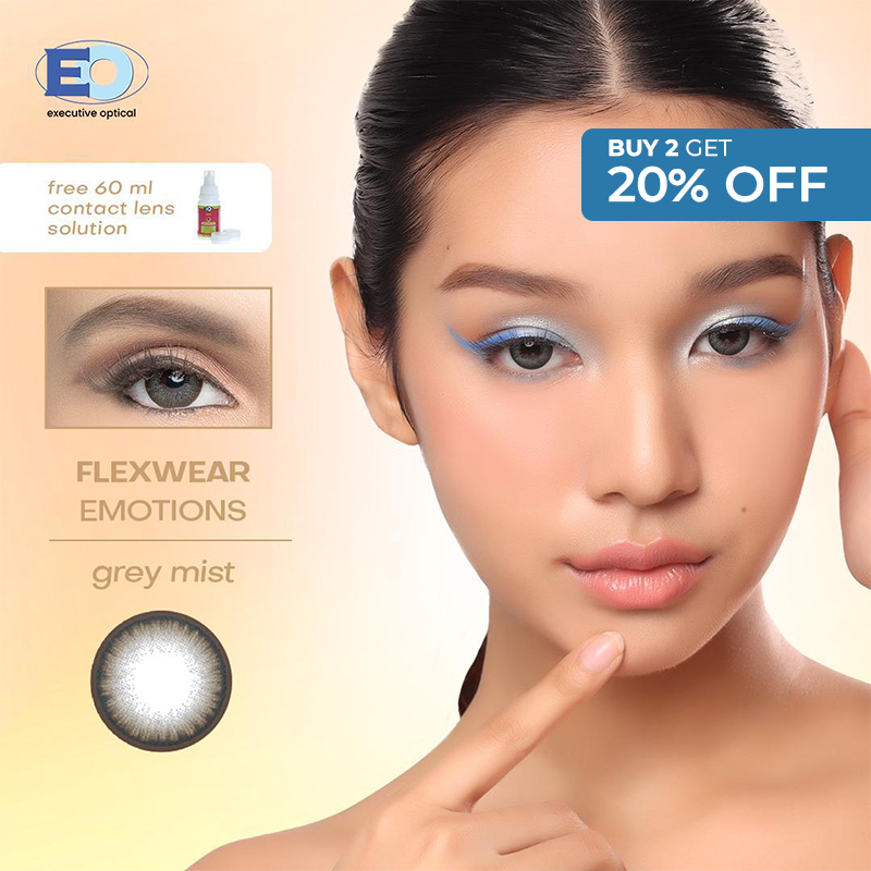 EO Flexwear Emotions Colored Graded Contact Lens with Free Solution Grey Mist (1 year