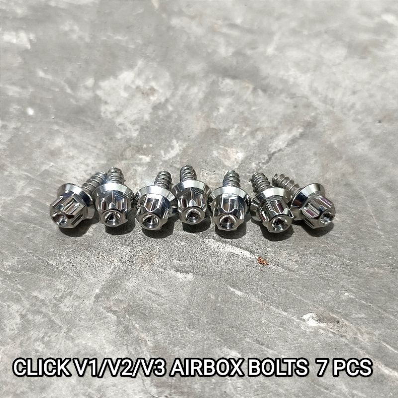PCX, ADV, CLICK AIRBOX BOLTS CNC Stainless Steel White Gold Nonfading ...