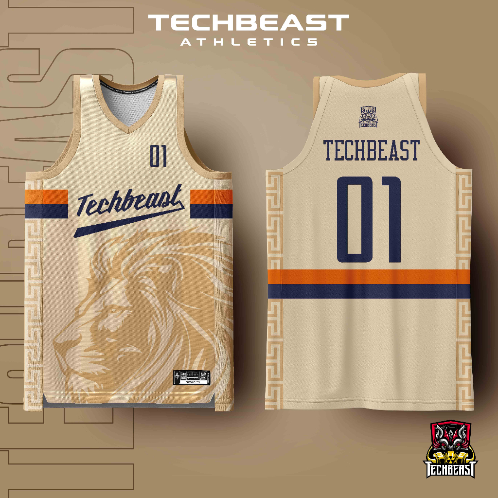 Lion Khaki Full Sublimation Basketball Jersey Techbeast ( CUSTOM NAME ...