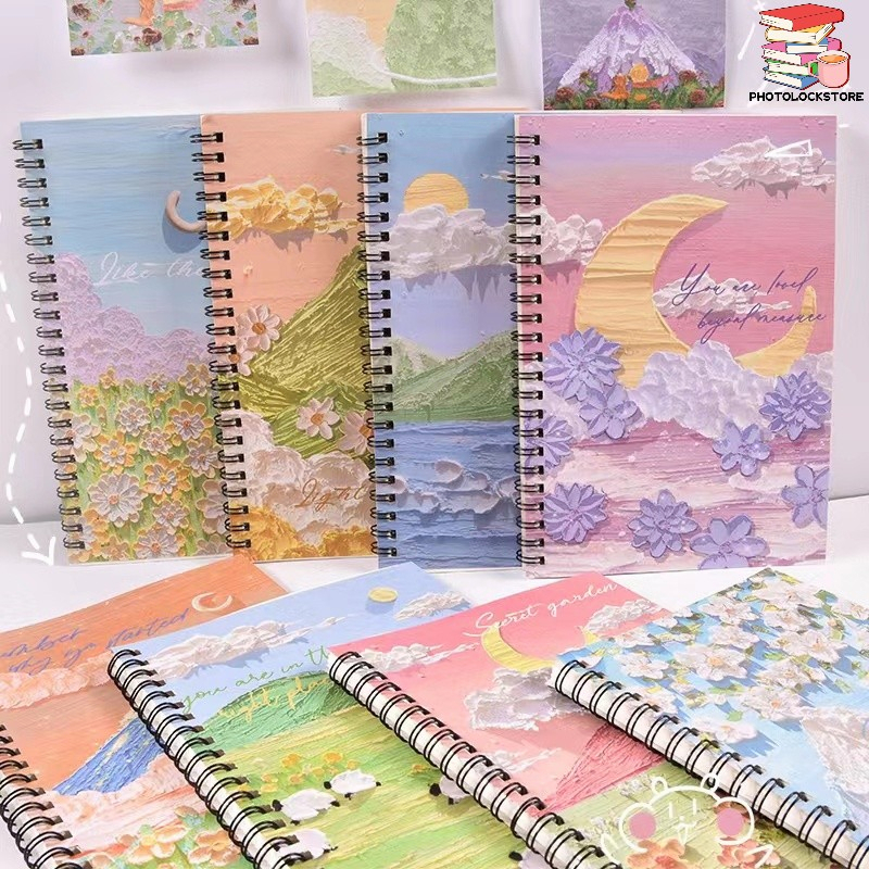 A5 oil painting coil notepad flip spiral notebook ins style Landscape ...