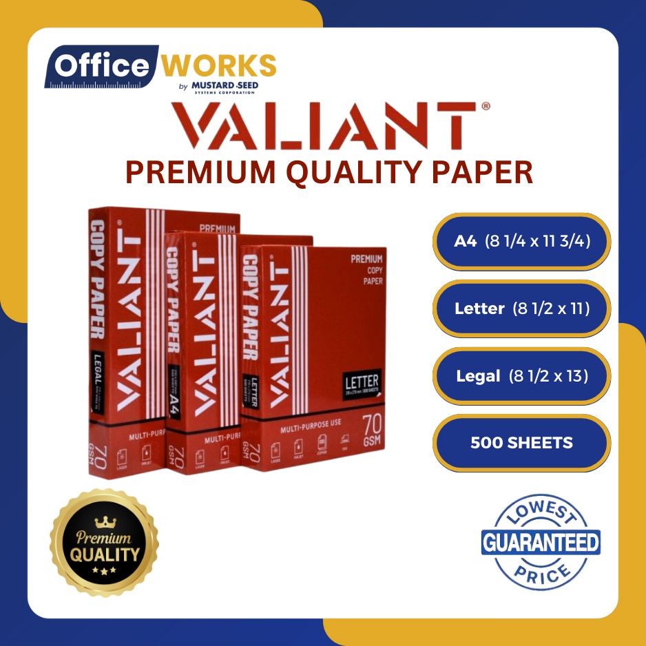 Valiant Premium Copy Paper / Bond Paper / 70gsm / Short / A4 / Long ...