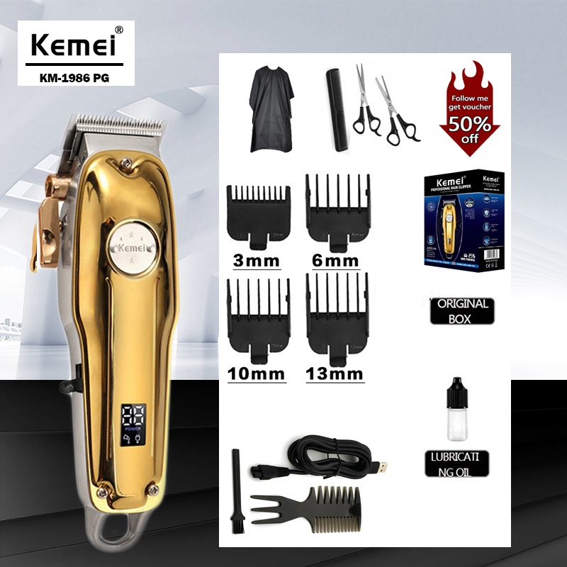 Kemei Km Pg Cordless Cutter Head Adjustable Lcd Carbon Steel Cutter Head Electric Hair