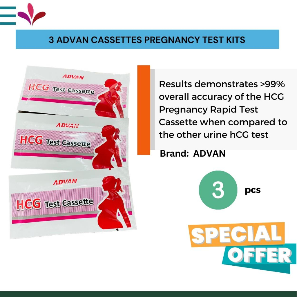 3 ADVAN Cassettes Pregnancy Test Kit 99 Accuracy FDA Approved Shopee Philippines