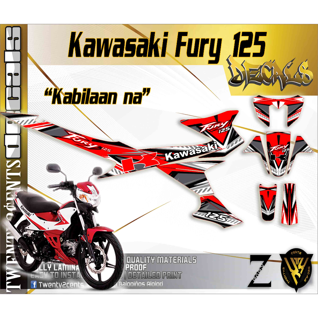Kawasaki fury 125 Decals HighQuality Stickers (racing graphics
