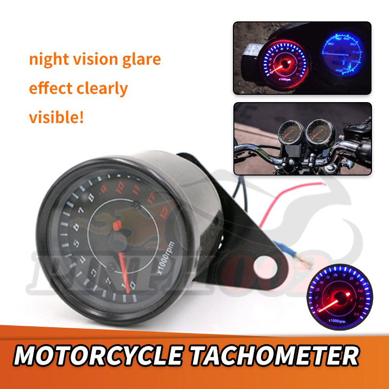 1000 RPM Universal Motorcycle Tachometer LED Screen DC 12V Meter Gauge ...