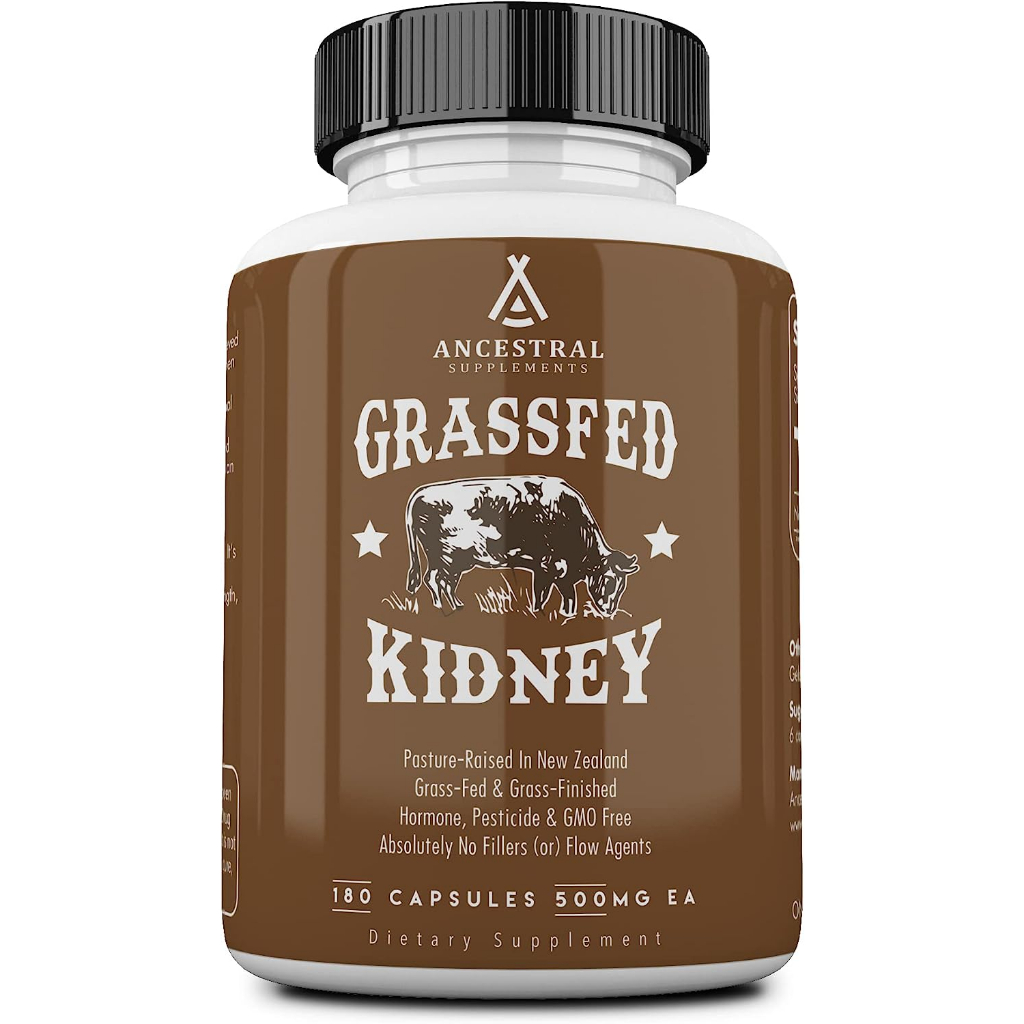 Ancestral Supplements Grass Fed Beef Kidney Supplement, 3000mg, DAO
