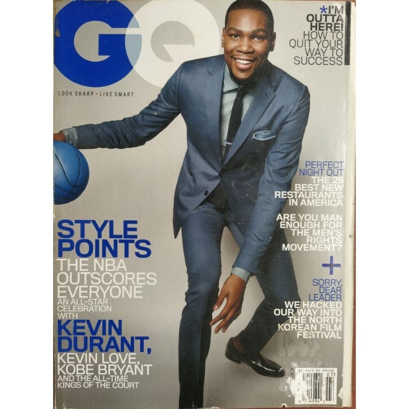 GQ USA MAGAZINE - March 2015 Kevin Durant Cover (Preloved) | Shopee ...