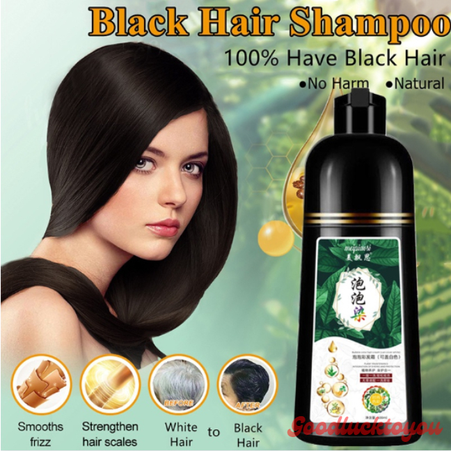 500ML Pure Plant Extract For Grey Hair Color Bubble Shampo Dye Bubble