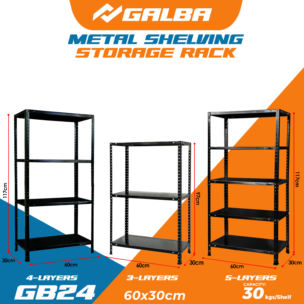 GALBA All Metal Storage Shelving GB Adjustable 5 Layer Steel Rack ...