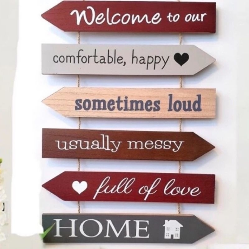 Wooden Design Welcome To Our Happy Loud Decoration Wooden Wall Decor ...