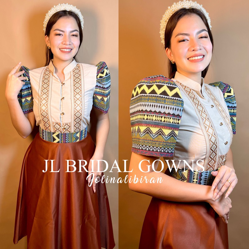 Ethnic Filipiniana blouse & Skirt - Modern traditional wear / woman ...