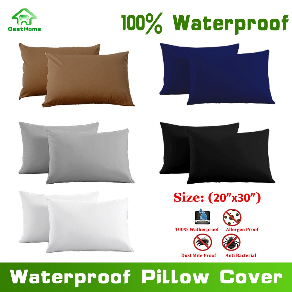 PCS Waterproof Pillow Cover Set Bed Pillowcases Pillow Protector with  Zipper Standard Size 20x30in
