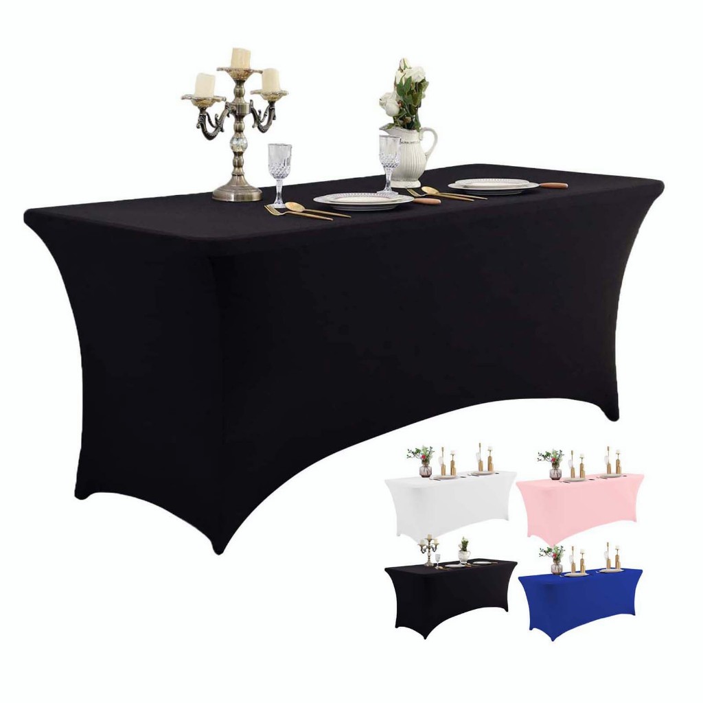 6FT Outdoor Wedding Event Rectangular Elastic Tablecloth Bar Cocktail ...
