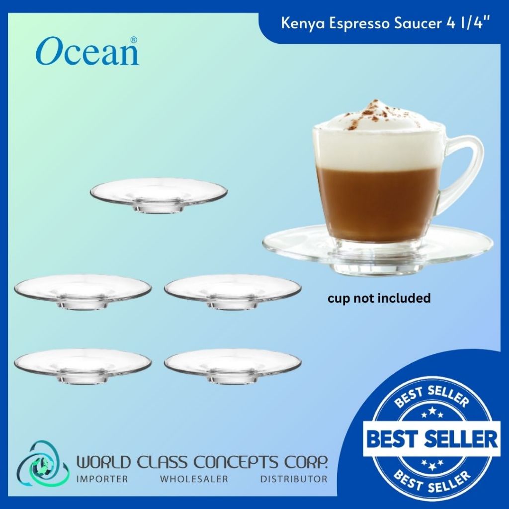 Ocean Glass Kenya Espresso Saucer Plate 4 1/4 Inch 11cm (Set Of 6