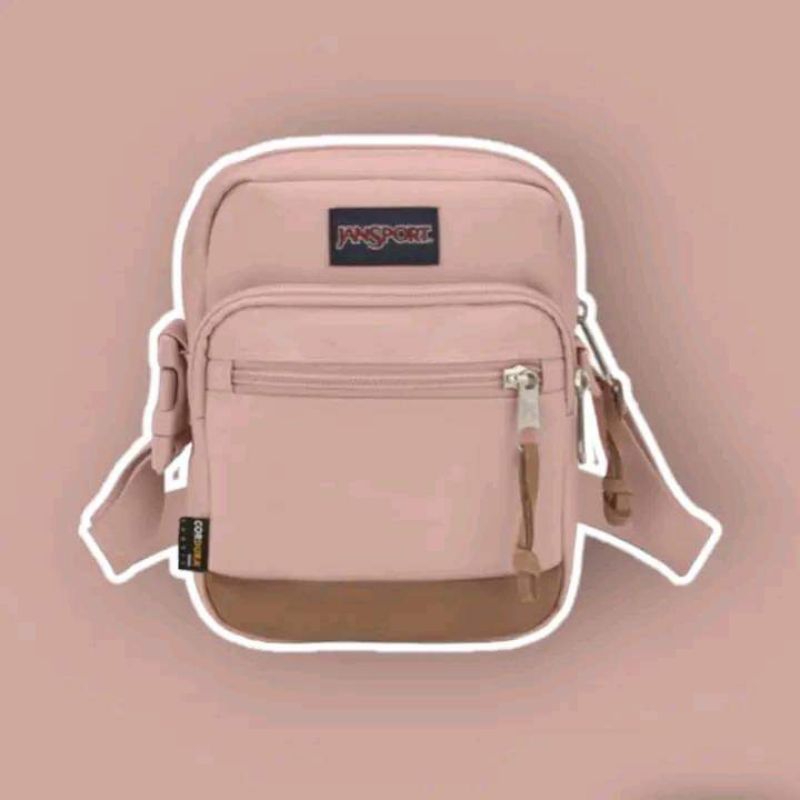 Original Jansport Sling Bag with Leather Design at Bottom Shopee