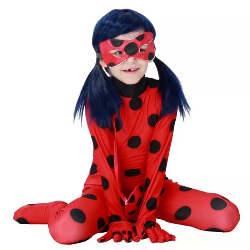 Ladybug Girl Reddy Costume Kids Jumpsuit Red Bug Theme Party Onepiece