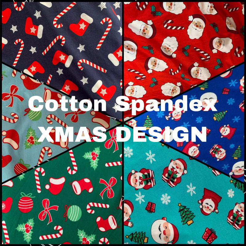Cotton Spandex Fabric NEW! LIMITED! Christmas/Santa Design | Shopee ...
