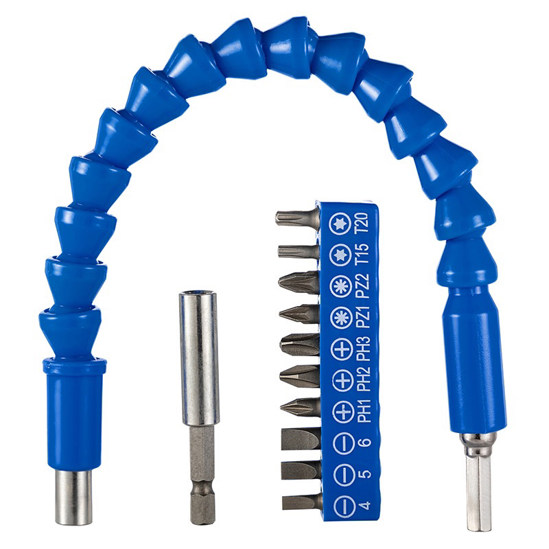 12Pcs 1/4inch Chuck Electric Screwdriver Drill Bit Flex Hose Extension ...