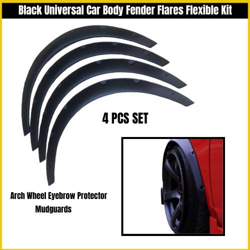 Black Universal Car Body Fender Flares Flexible Kit Arch Wheel Eyebrow ...