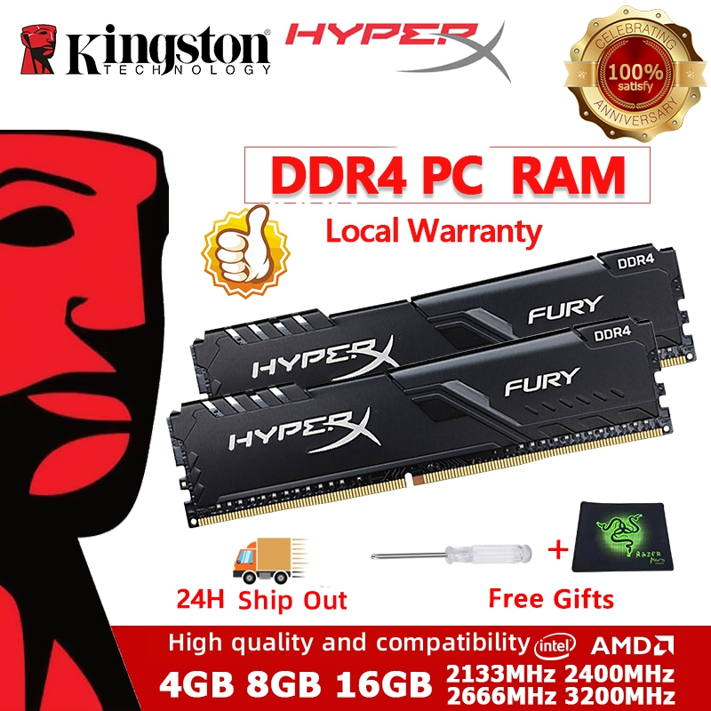 For Intel AMD CPU Kingston HyperX Fury DDR4 RAM Desktop DIMM 4GB