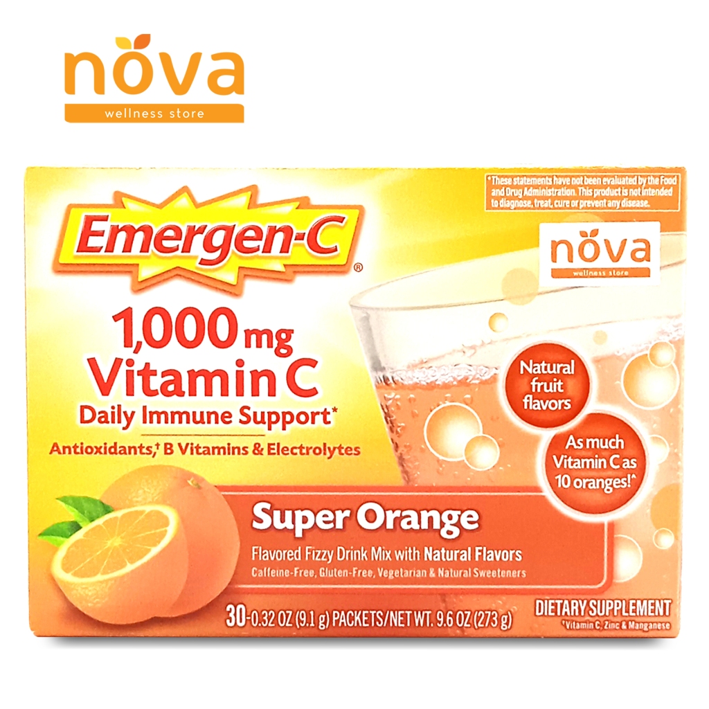 EmergenC 1,000mg Vitamin C Super Orange 30 packets (box) Shopee