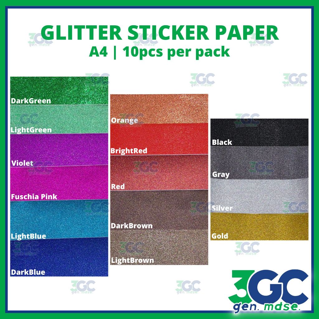 Glitter Sticker Paper 10 Dazzling A4 Sheets Perfect for Crafting 10 Sheets/Pack Shopee