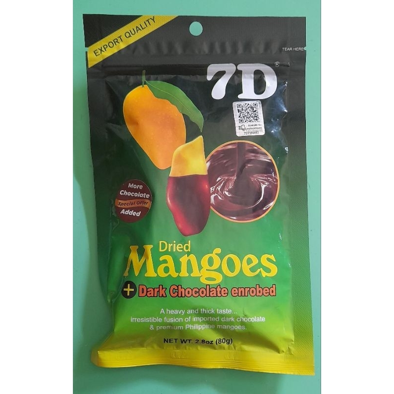 7D Dried Mangoes +dark chocolate enrobed(80g) Shopee Philippines