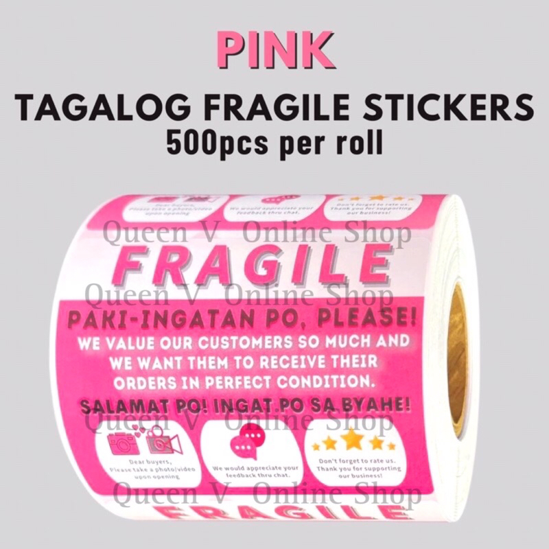 Pink Fragile Sticker Tagalog Label | Shopee Philippines