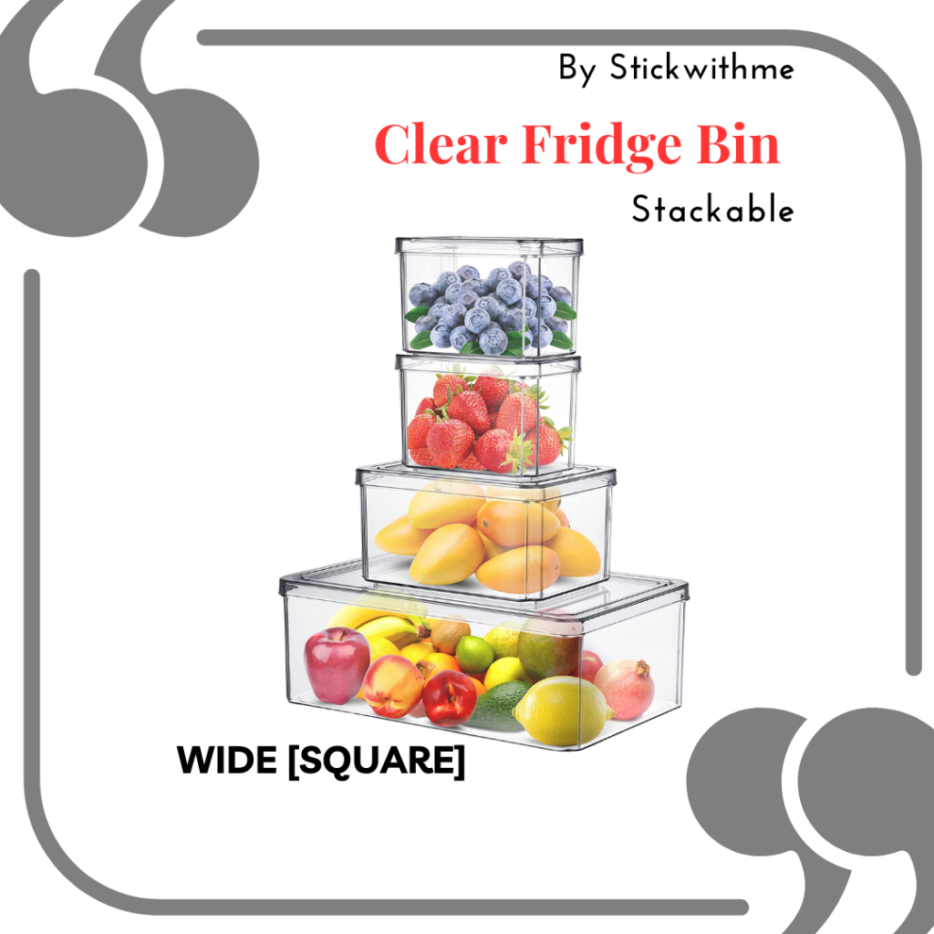 SET of Clear Fridge Bins Stackable [WIDE] Shopee Philippines
