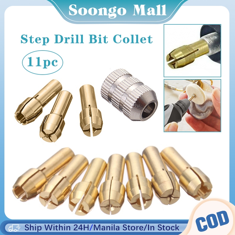 11PCS Step Drill Bit Collet 0.53.2mm Brass Collet Electric Grinder