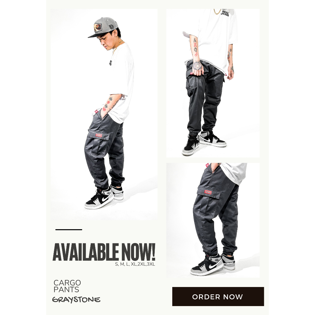 Real Jokes Clothing Basic Cargo Pants Gray Stone Shopee Philippines