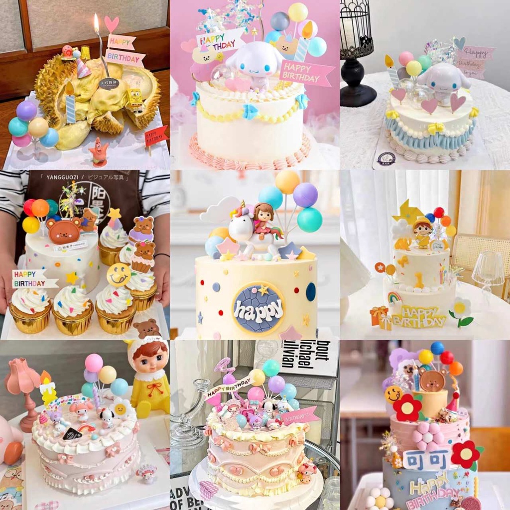 【SW】INS creative 3D Rainbow balloon cake topper plug-in baking props ...