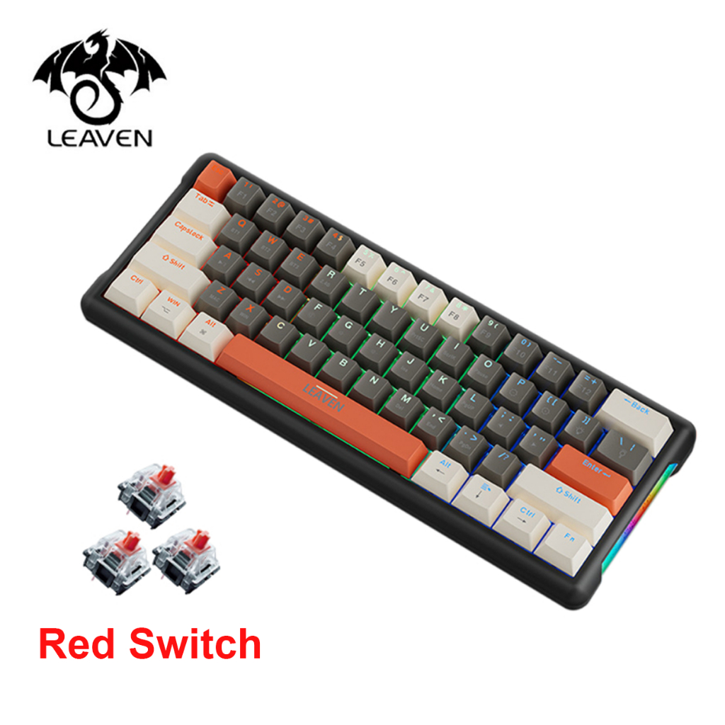 LEAVEN K610 61Keys Tri-Mode / Wired Hot-Swappable Mechanical Gaming ...