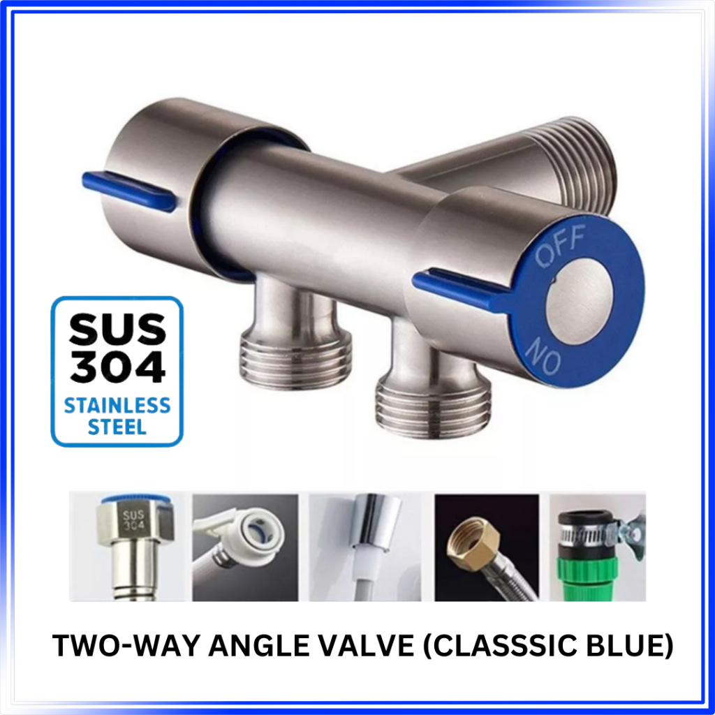 Vermerch 304 Stainless Steel Two Way Angle Valve 12 Angle Valve With Ring Cover Classic Blue 9169