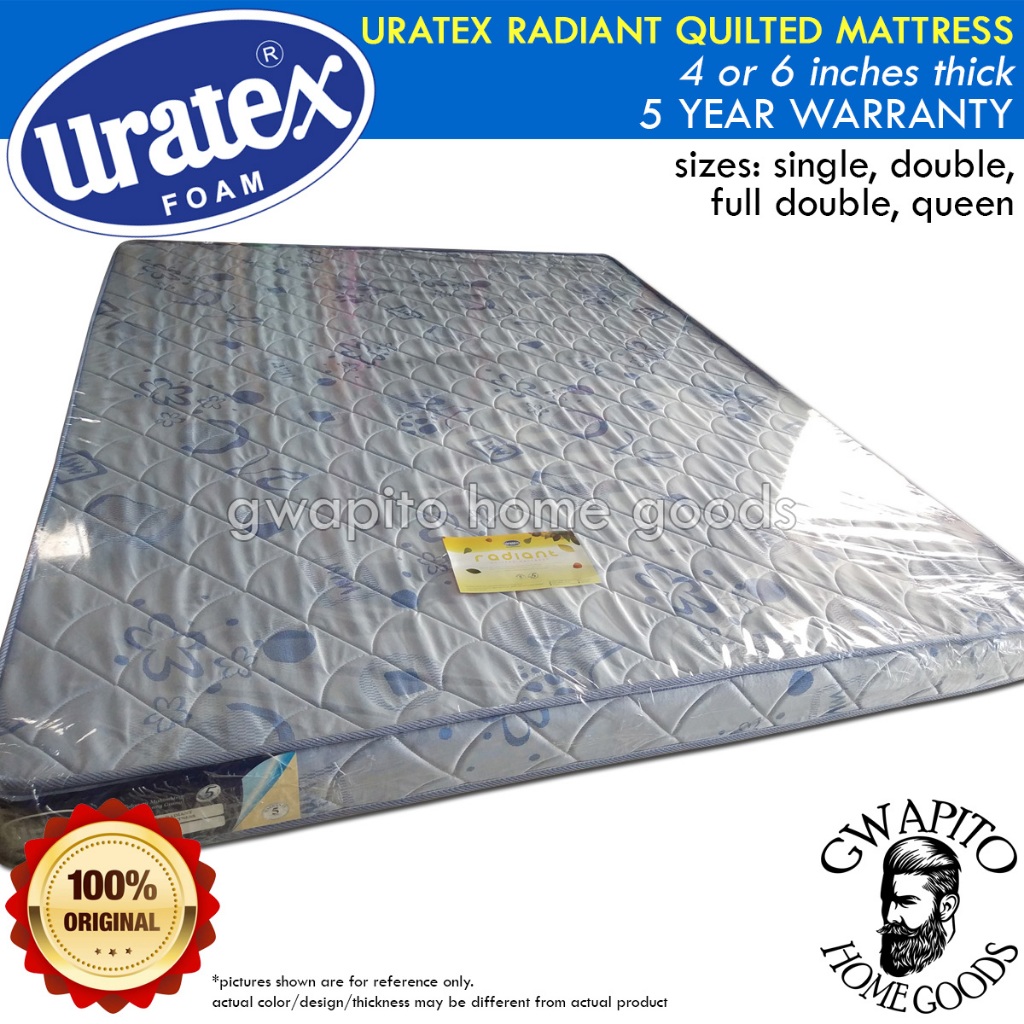 Uratex Radiant Quilted Mattress 4 or 6 inch thick 100 ORIGINAL