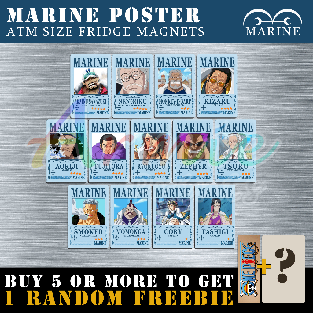 Marine Posters | One Piece Wanted Posters ATM Size Ref Magnets ...