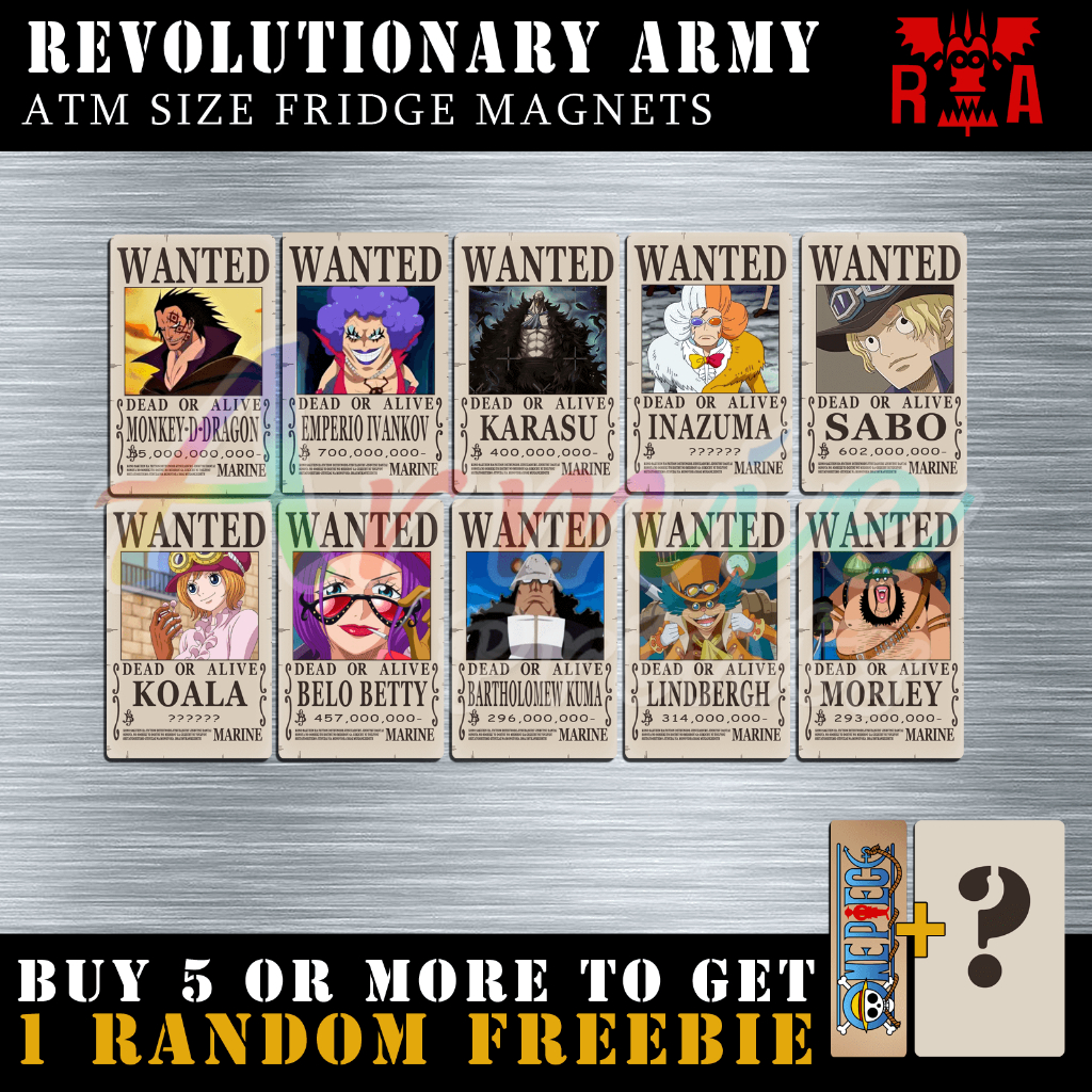 Revolutionary Army | One Piece Wanted Posters ATM Size Ref Magnets ...