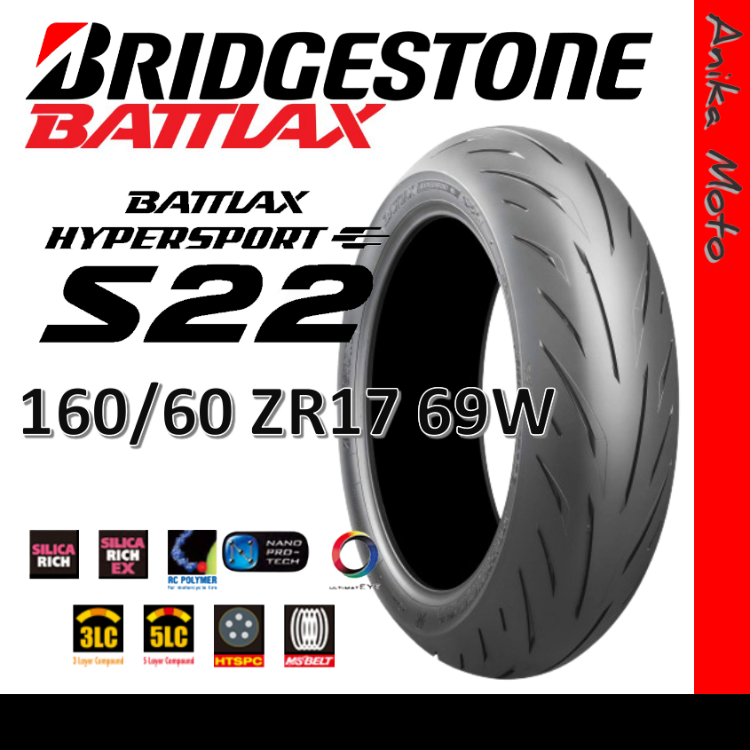 160/60 ZR17 69W Bridgestone Battlax S22 Hypersport Motorcycle Tire