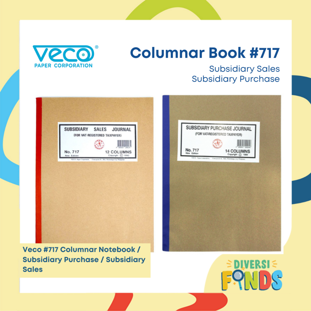 Veco Columnar Book 707 Journal, Ledger, 717 Subsidiary Sales and